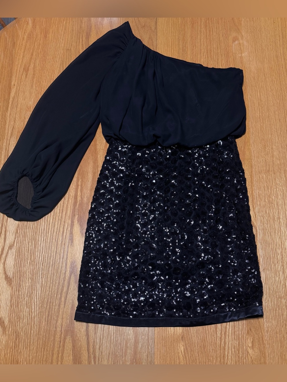 Laundry By Shelli Segal Black One-Shoulder Sequin Dress